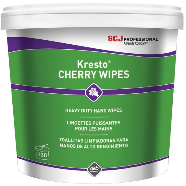 Sc Johnson Kresto Heavy-Duty XL Hand Wipes, White/Red, Canister, Polypropylene, 10" x 12", Cherry SJNKCW130W